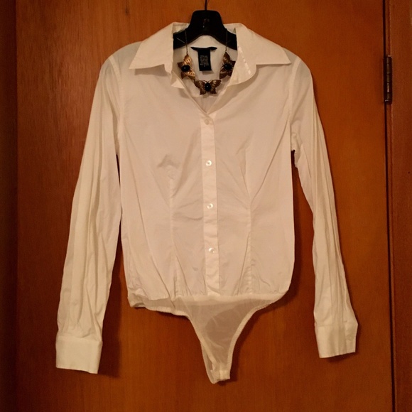 Victoria's Secret Tops - Victoria's Secret White Button Down Bodysuit NWOT